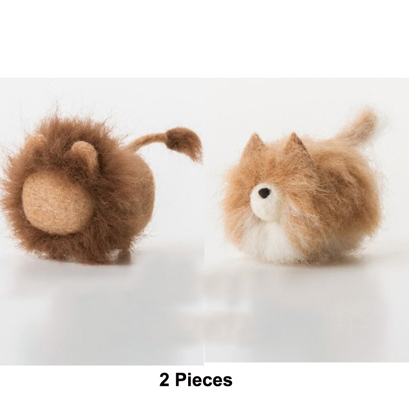 2 Pieces Cute Animal Cat DIY Wool Felt Kit Needle Poked Knitting Material Package Handmade Sewing Art Craft Home Decor: 2 Pieces F