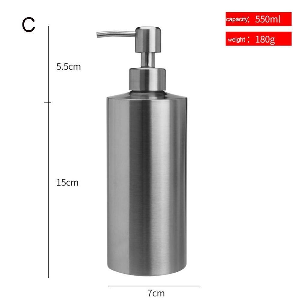 Stainless Steel Soap Dispenser Kitchen Sink Faucet Bottle Container Shampoo Deck Detergent Soap Bathroom Box Mounted: C