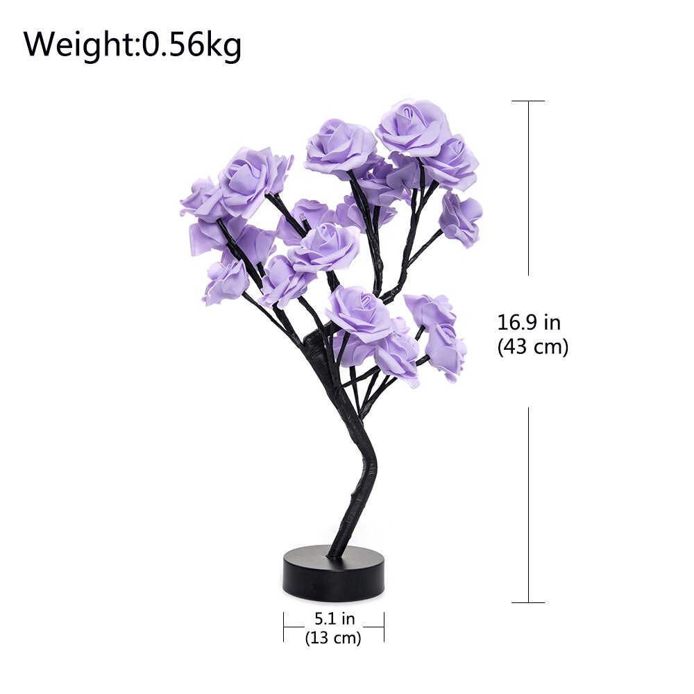 LED Simulation Lamp Rose Flower Tree Shape USB Port Battery Powered Decorative LED Garden Party Desktop Decor Light