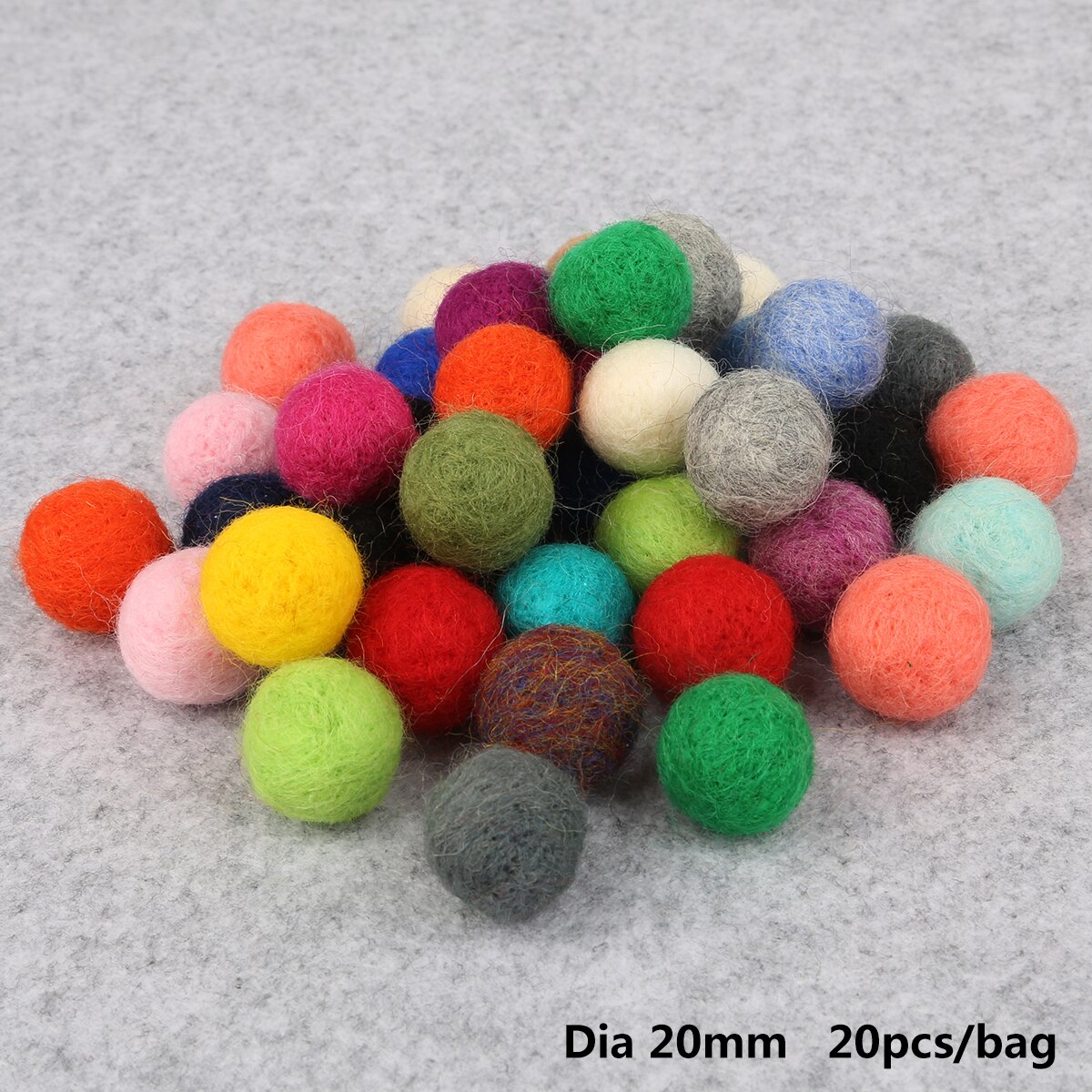 20Pcs 15/20mm Dia Mix Colourful No Hole Soft Wool Felt Ball Pom Poms For DIY Handmade Craft Sewing Decor Accessories: 20mm