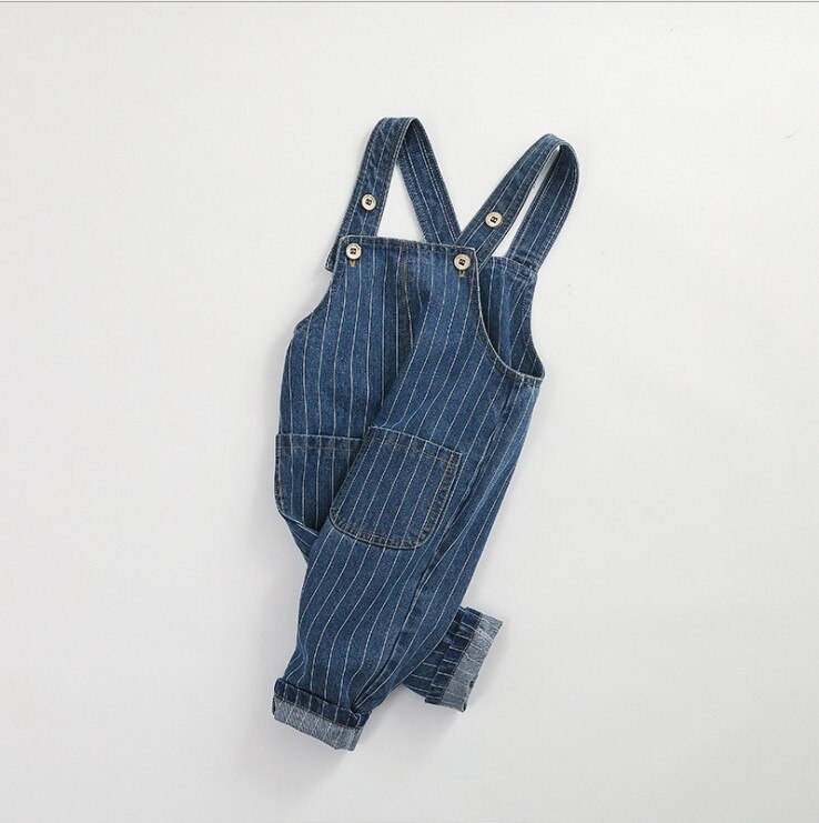 80-100cm- delige lente gestreepte jongens denim overall kinderjongen lente herfst bodyjump meisjes romper