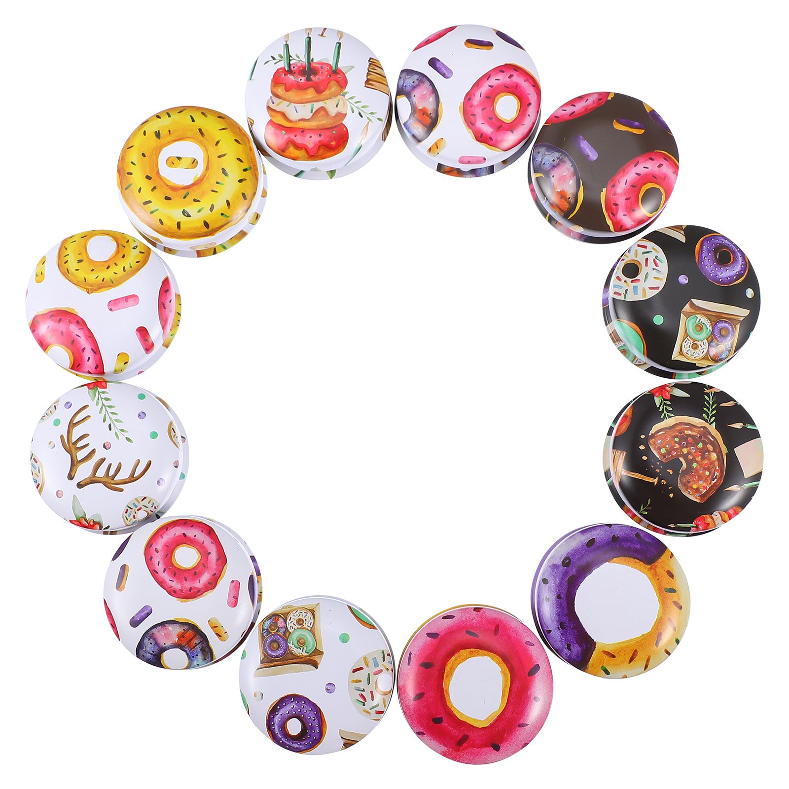 Pot de bougie rond vide en métal, 12 pièces, conteneur de fabrication de bougies, bijoux, perles, épices, rouge à lèvres, bonbons, de rangement de fête: D