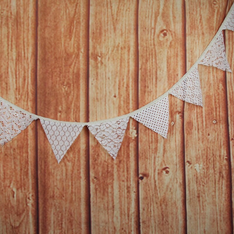Banderines de arpillera rústica Vintage para boda, banderín de tela de encaje, guirnaldas colgantes, decoración de boda, suministros simples para