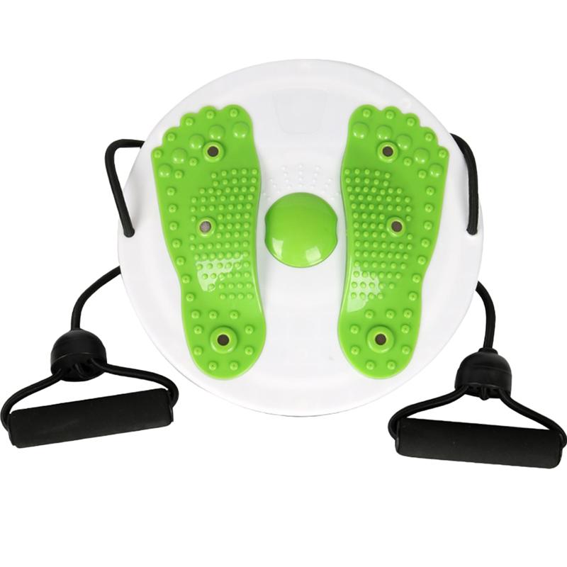 Kvinner kroppsforming og midje vrimaskin fitness twister plate vribrett med tau (rosa): Grønn