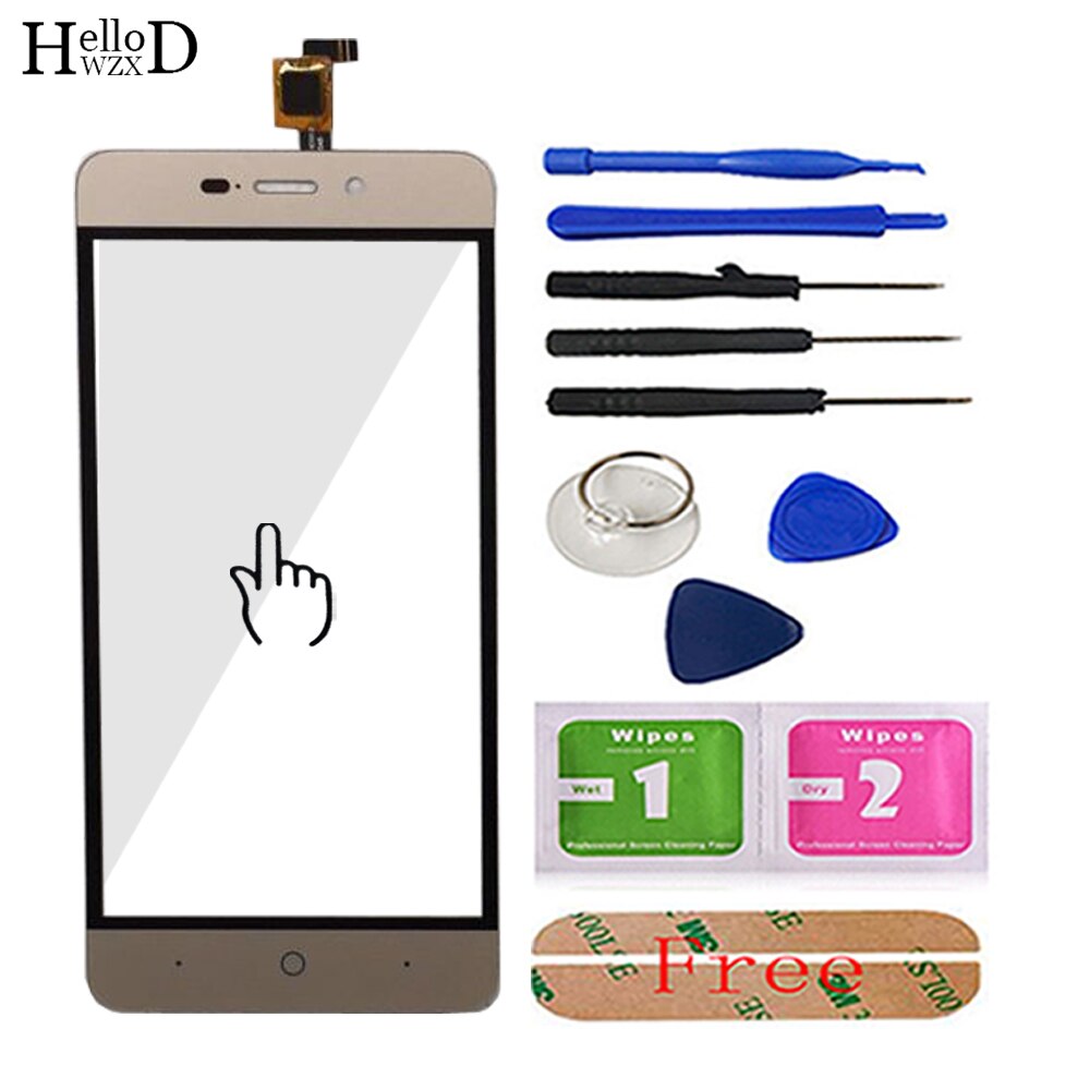 Touchscreen digitizer paneel lens sensor voor zte blade  x3 /  blade  d2 / t620 vervanging onderdeel mobiele telefoon front glas gereedschap lijm: Goud met gereedschap