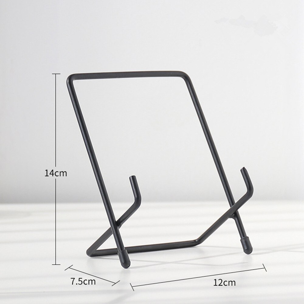 Geometric Iron Storage Rack Home Office Desktop Mobile Phone Stand Holder Multi-functional Rack Storage Organizer Kitchen Items: style1 L black