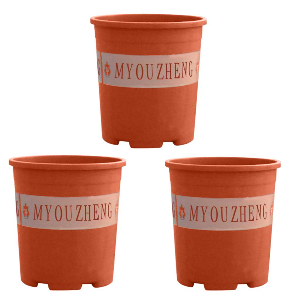 1 gallon nursery flower pot outdoor vegetable flower plant plastic flower pot garden 3 pack nursery flower pot home garden FD: Orange