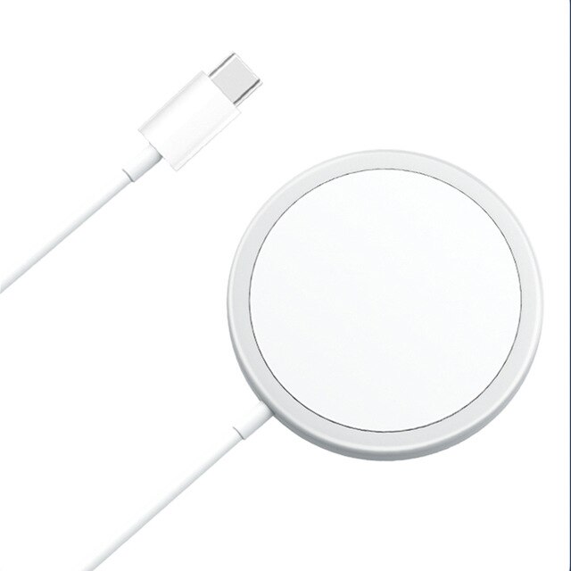 Magnetische draadloze oplader met ingebouwde usb-c-kabel, draagbaar voor mobiele telefoon 12 pro max 15w qi magsafe snellader: Default Title