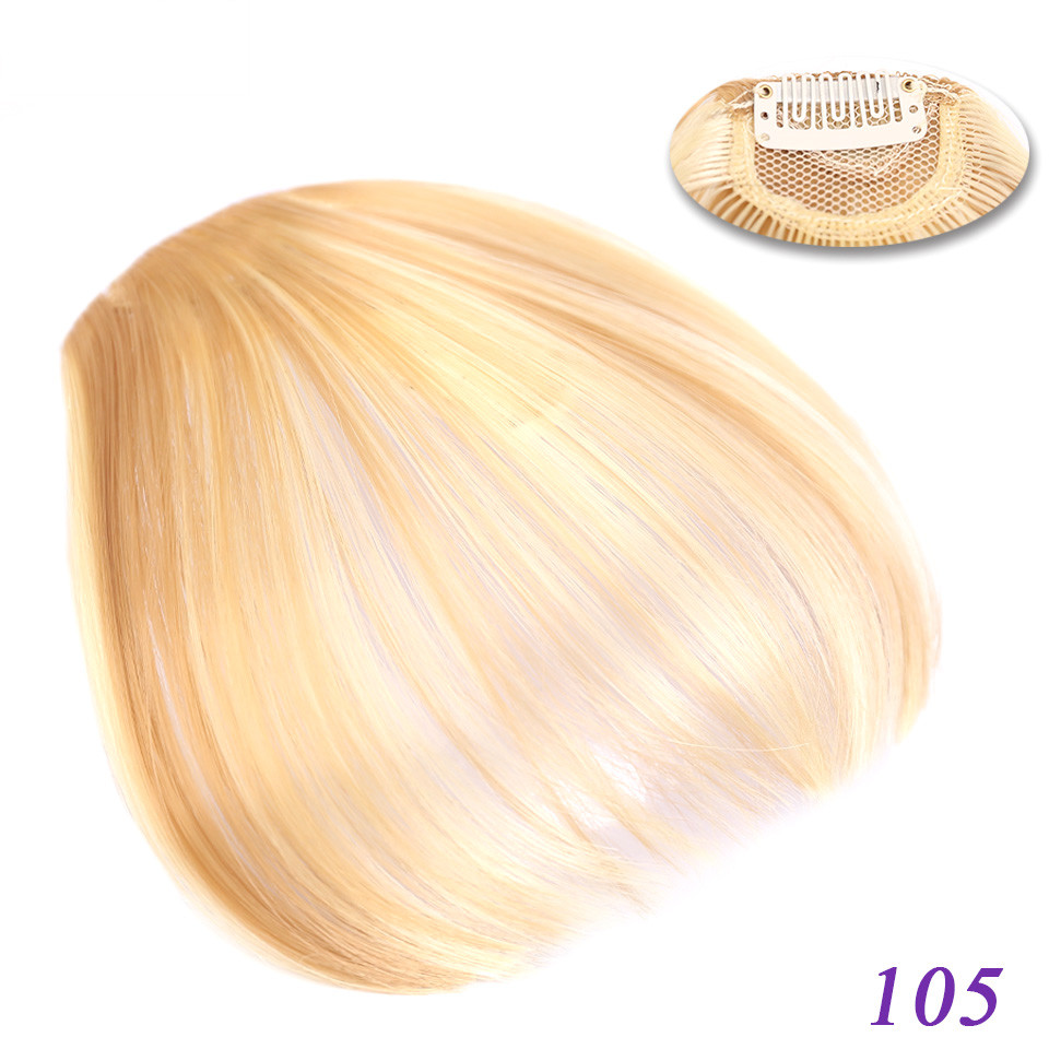 Flequillo romo sintético liso Natural LM, fibra de alta temperatura, marrón, flequillo completo con Clip para mujer con flecos de pelo de 6 pulgadas: T1B / 33 / 27