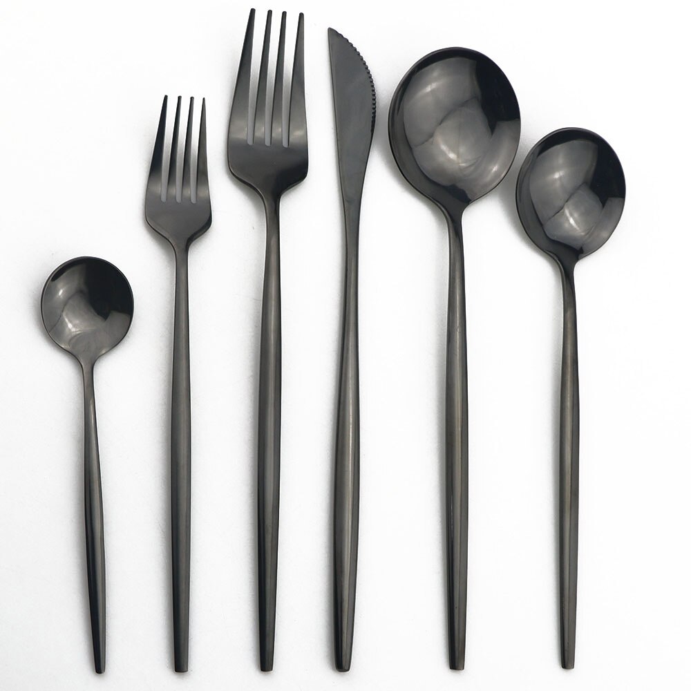 1 stk sort bestik kniv gaffel ske bordservice spejl servise køkken bestik 18/10 bestik i rustfrit stål