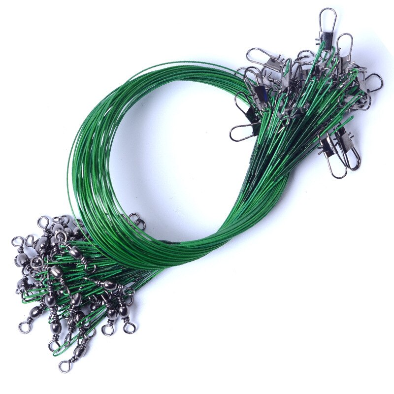 20 Pcs Bags Anti-bite Fly Leash Fishing Lead Line Rope Wire Leading Line Swivel Stainless Steel Rolling Swivels 15/20/25/30cm