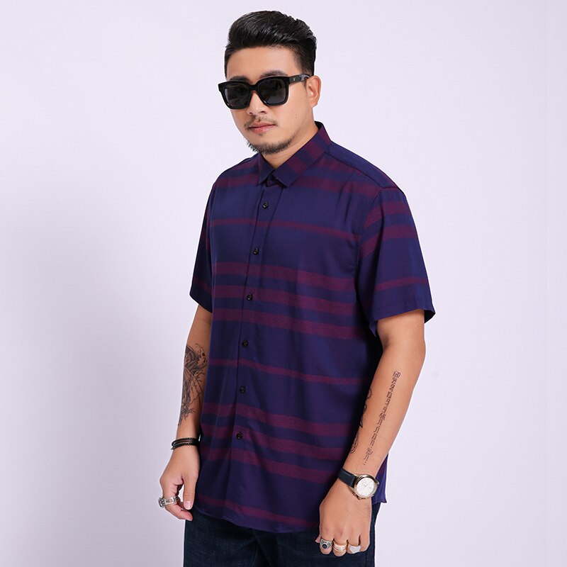 Summer Men's Shirt plus Size Male Casual Striped Short Sleeve Shirt Brand Men's Clothing 5xl 6xl 7xl 8xl