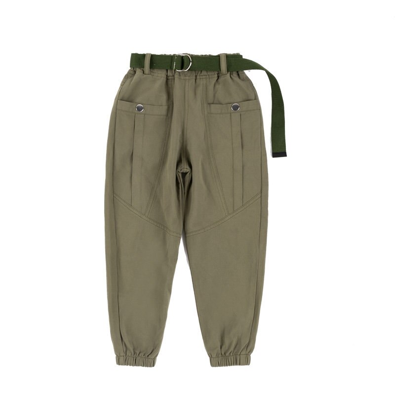 Casual lapset tytöt cargo housut pinkki musta väri street wear housut lasten vaatteet löysät housut vyö teinitytölle 4 8 12y