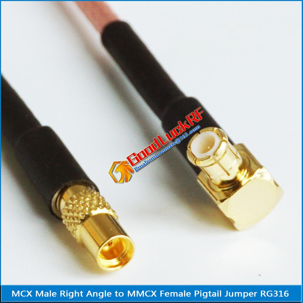 1X Pcs High MCX Male Right Angle 90 Degree to MMCX Female plug RF Connection MCX - MMCX Pigtail Jumper RG316 Cable 50ohm