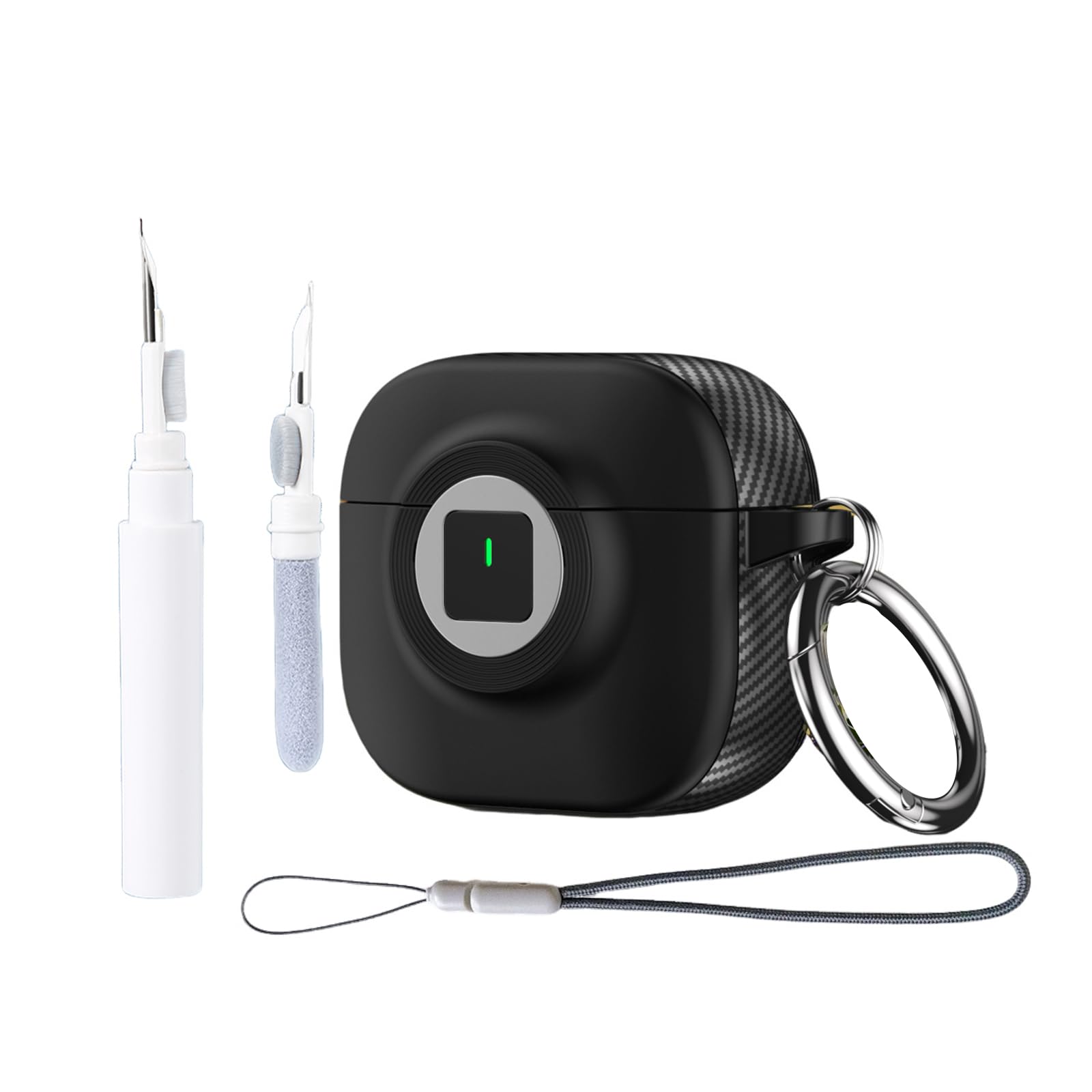Étuis de verrouillage pour AirPods 4, étui ANC, étui cool mignon, housse de protection d'appareil photo avec lanière porte-clés et kit de nettoyage pour AirPods 4