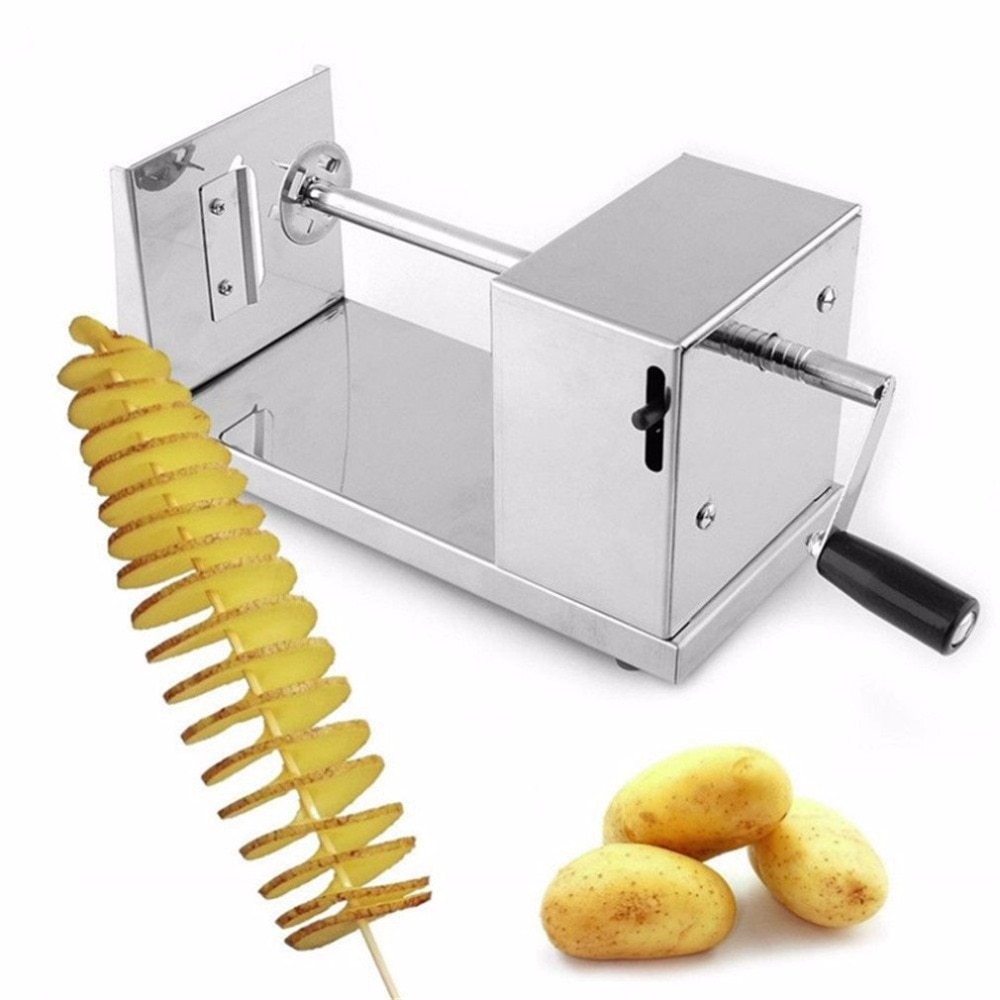 Pommes frites/pommes frites kartoffelskærer maskine manuel rustfrit stål kartoffelhakker skiver spiral twister chips køkkenudstyr