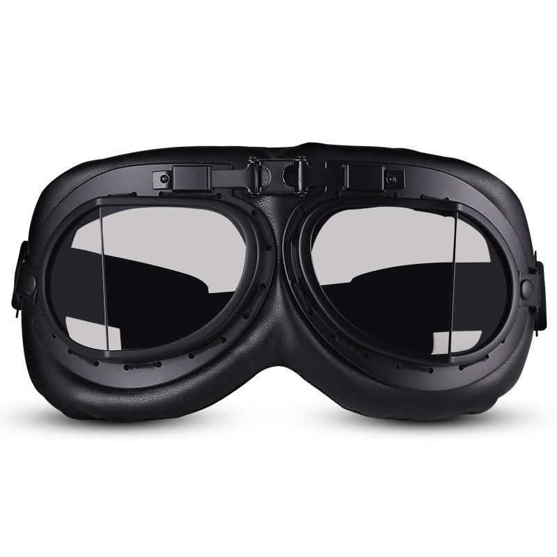 Brammo Retro gafas de motocicleta Motocross gafas de moto Vintage piloto aviador Scooter gafas de motociclista protección UV gafas: Black