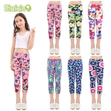 SLAIXIU été filles Leggings slim mollet longueur pantacourt enfants enfants crayon pantalon Leggings pour 4-10Y fille vêtements