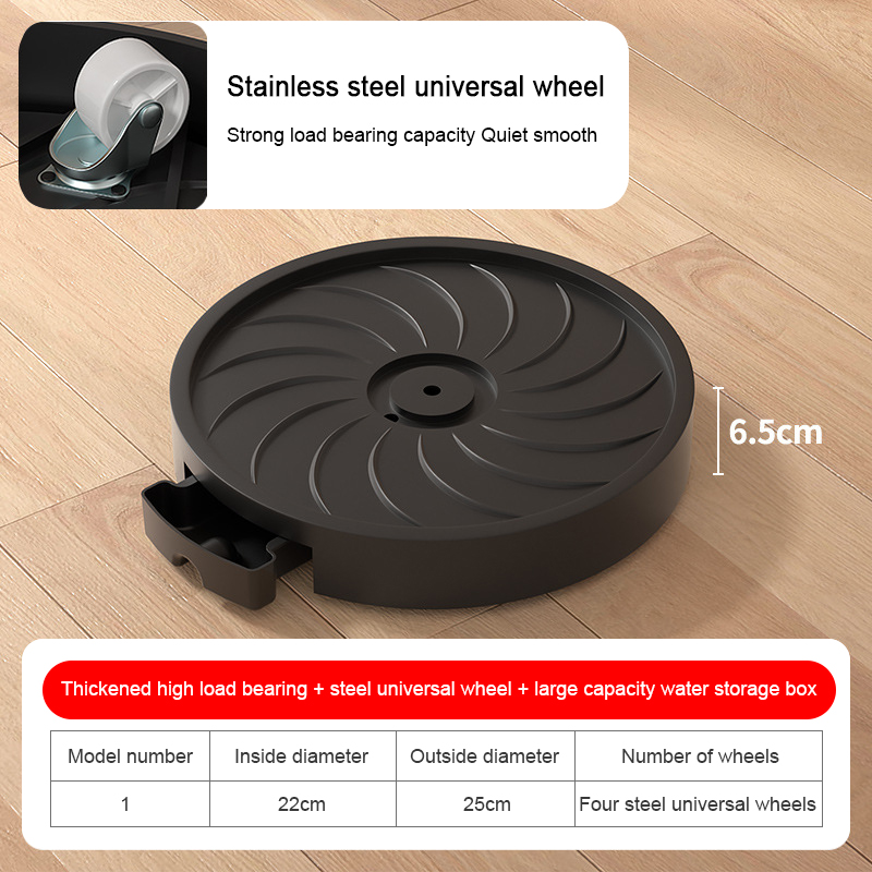 Universal hjul blomsterpottebase stille usynlig balkong utendørs hage blomsterpotte mobil brett plast fortykket hageutstyr: Plomme
