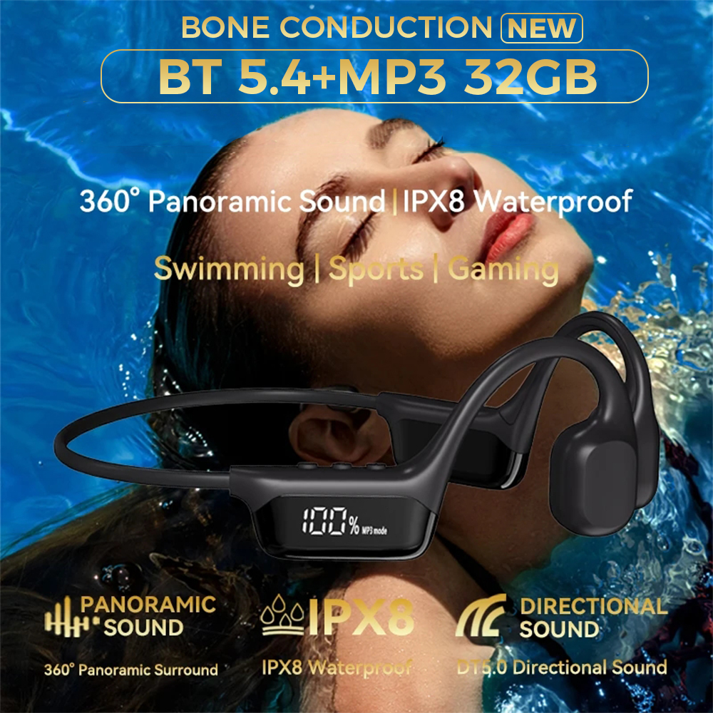 S10 Knochen leitung Bluetooth Headset IPX8 Neckband Kopfhörer Bluetooth 5.4 Schwimm kopfhörer 32GB Sport Ohrhörer Ohrhörer