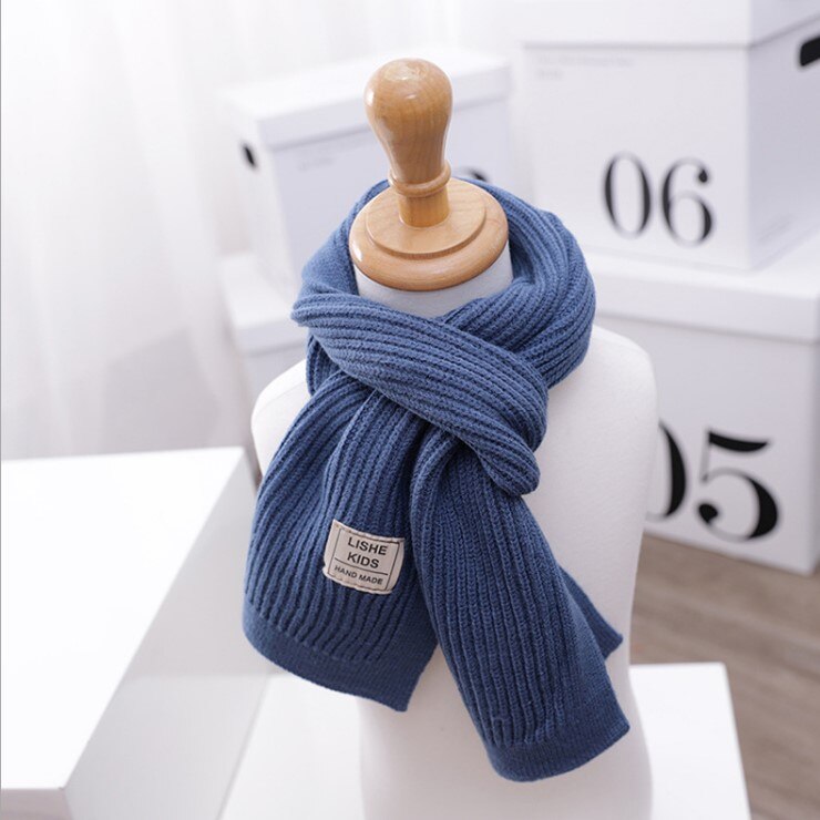 freundlicher schal Baby jungen und mädchen lange schal freundlicher gestrickte Winter warme schals halstuch шарф детский: Marineblau