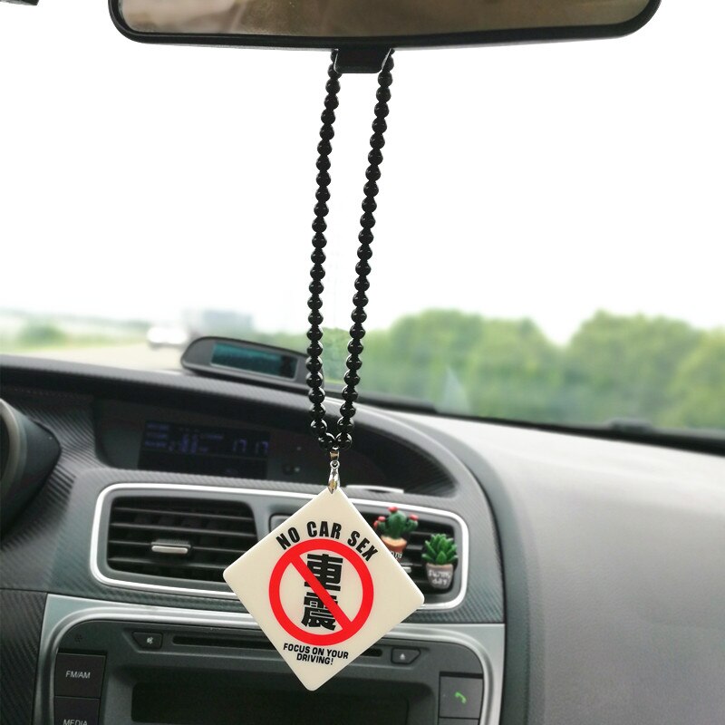 JDM Acrylic Car Pendant NO SMOKING NO DRINKING Warning Sign Car Charm Rear View Mirror Accessories Dangling Beaded Auto Decor: no car sexy