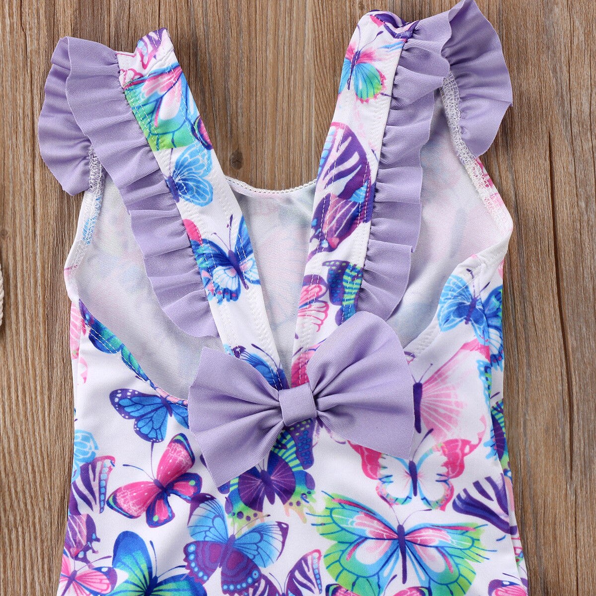 Summmer One Piece Baby Girl Flower butterfly Print Bathing Suit Backless Swimwear Cute Kids Ruffles Swimming Swimsuit