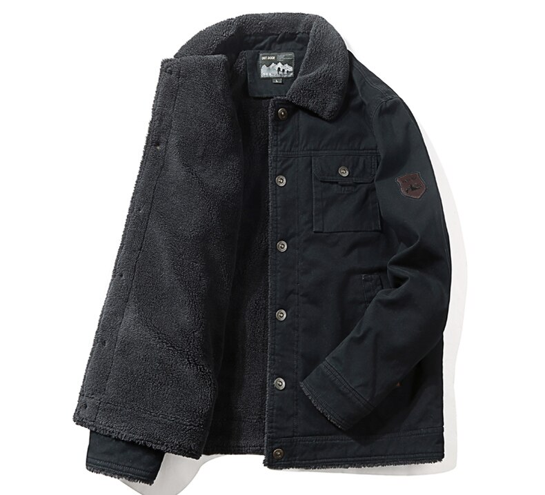 NANCY telo-Chaqueta térmica de lana para hombre, tejido cálido de algodón para acampar y hacer senderismo, a la , para exteriores, a prueba de viento, Invierno