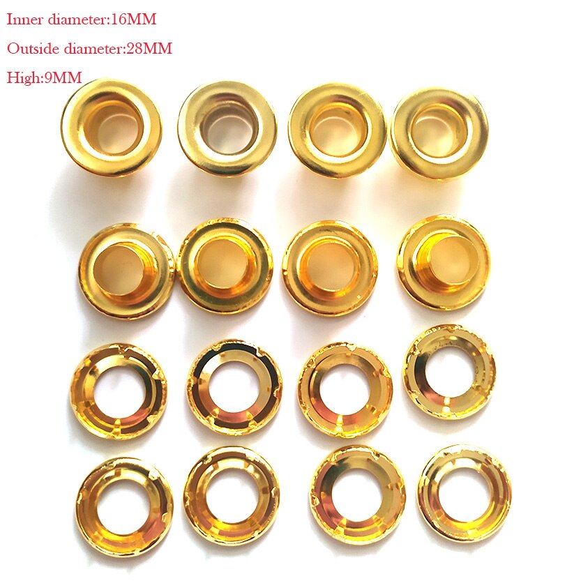 10pcs Rain Cloth Canopy Ring Rivets Stainless Steel Car Truck Canvas Eyelet Button Rivets: 16mm gold