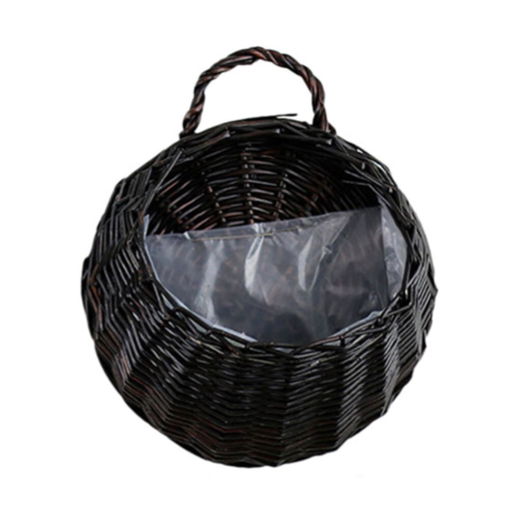 Cesta de mimbre Natural para colgar en la pared, maceta para flores, cesta de ratán, contenedor de almacenamiento para decoración del hogar y jardín: D
