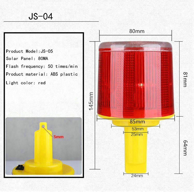 100 mah solenergi opbevaring førte lys trafik advarselslys bygning vedligeholdelse væg lys udendørs vejspærring signal flash: Js -04