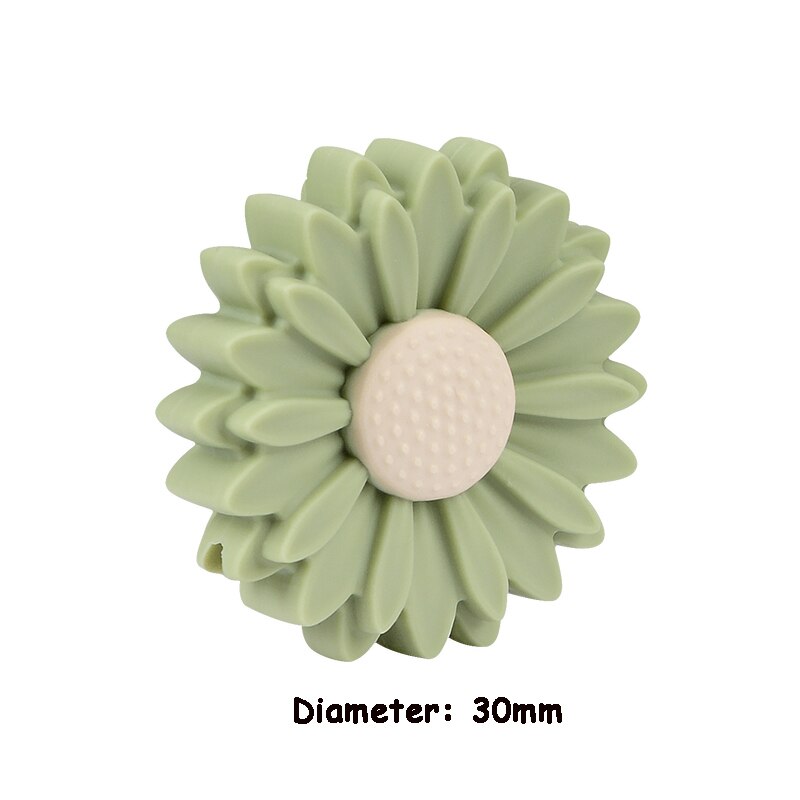 10PCS Silicone Beads Daisy Baby Teething Silicone Beads Sunflower DIY Food Grade Rodent Toy BPA Free Nurse Accessories: 30mm-Lint