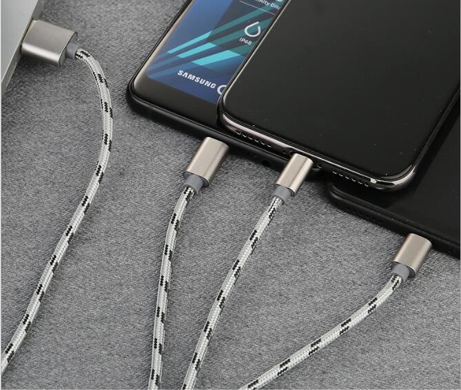 Kabel 3 w 1 Szybkie Ładowanie 3A USB Type-C do iPhone, Micro USB, Lightning - Tzuafat