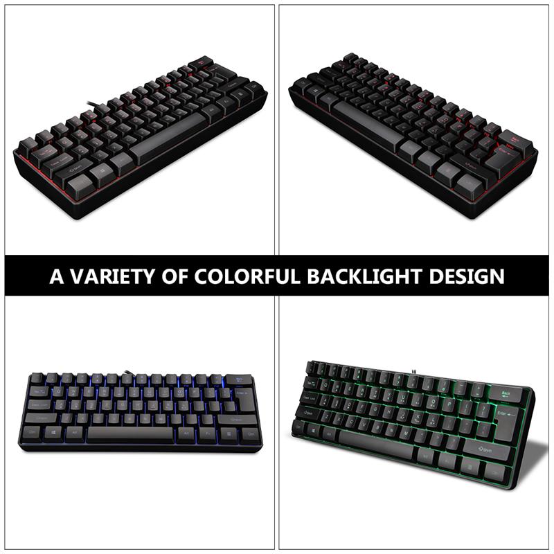 Small RGB Backlit Gaming Keyboard Wired 61 Keys Gaming Keyboard Wired Keyboard