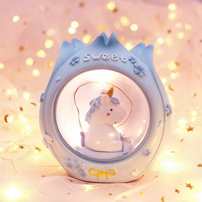 Unicorn baby sleep night light cute star Lamp girl heart bedroom romantic table lamp home decor luminous toys: Red