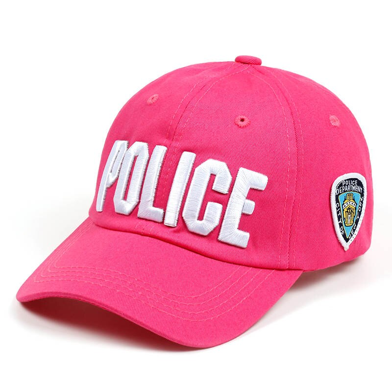 POLICE embroidery baseball cap hip hop adjustable hat men and women outdoor sports caps casual dad hats: Pink