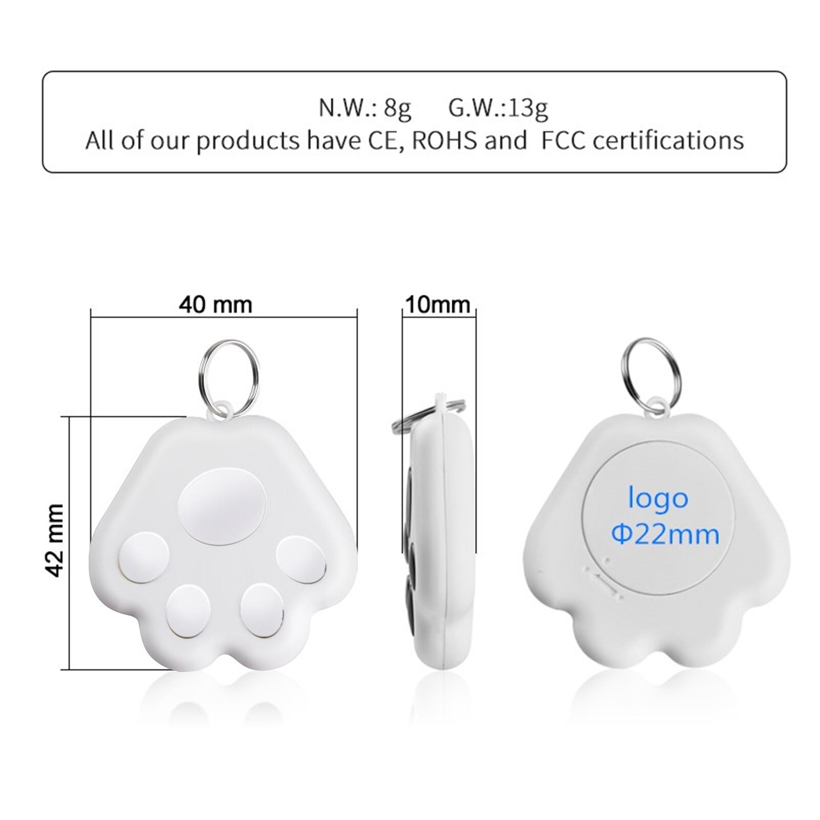 Pet Smart Bluetooth Tracker Anti-lost Alarm Device Mobile Phone Two-way Alarm Dog Paw Tracking Selfie Finder Bluetooth Locator