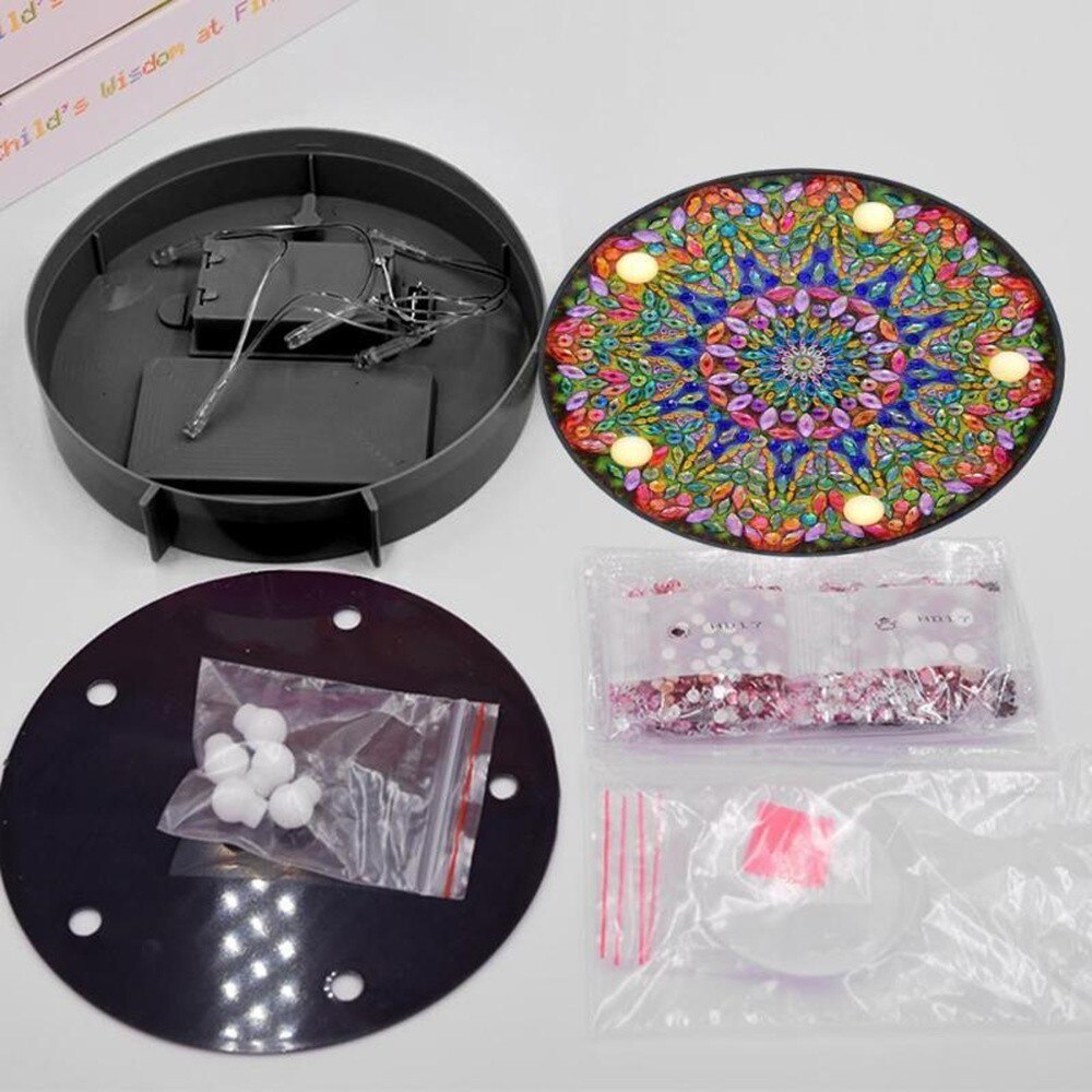 HUACAN lampe à peindre en diamant pour enfants | Bricolage, lampe mosaïque en diamant avec motif Mandala broderie diamant, de dessin animé, de noël pour enfants