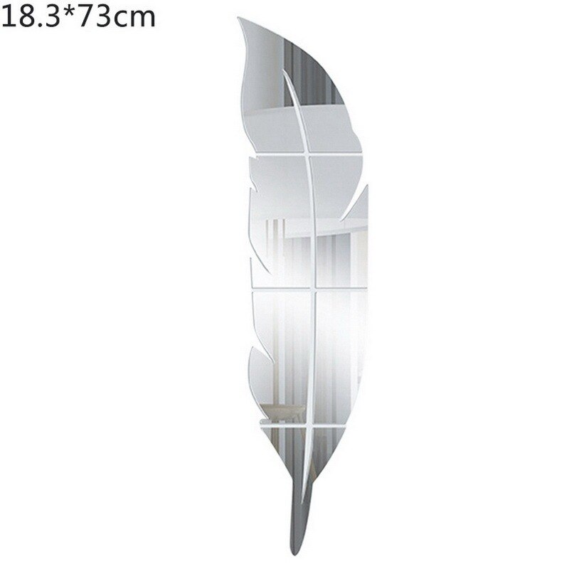 DIY pióro pióropusz 3D lustro naklejka ścienna do sztuka do salonu winyl do wystroju wnętrz naklejka naklejka akrylowa Mural tapeta z dekorem: sliver 18x73cm