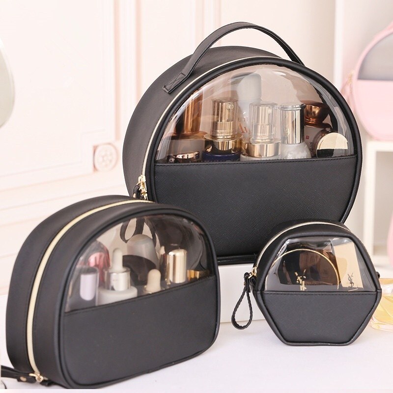 PURDORED 1 Pc Women Cosmetic Bag Travel Clear Makeup Bag Solid Color Female Mini Lipstick Make Up Pouch Necessaries