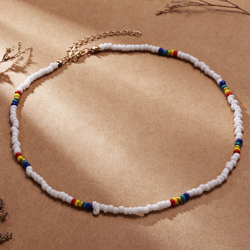 Boho Chic koraliki naszyjnik kobiety moda kolorowy łańcuszek na szyję czeski czarny Choker naszyjniki biżuteria Charms Party prezent 2021: NA182-2
