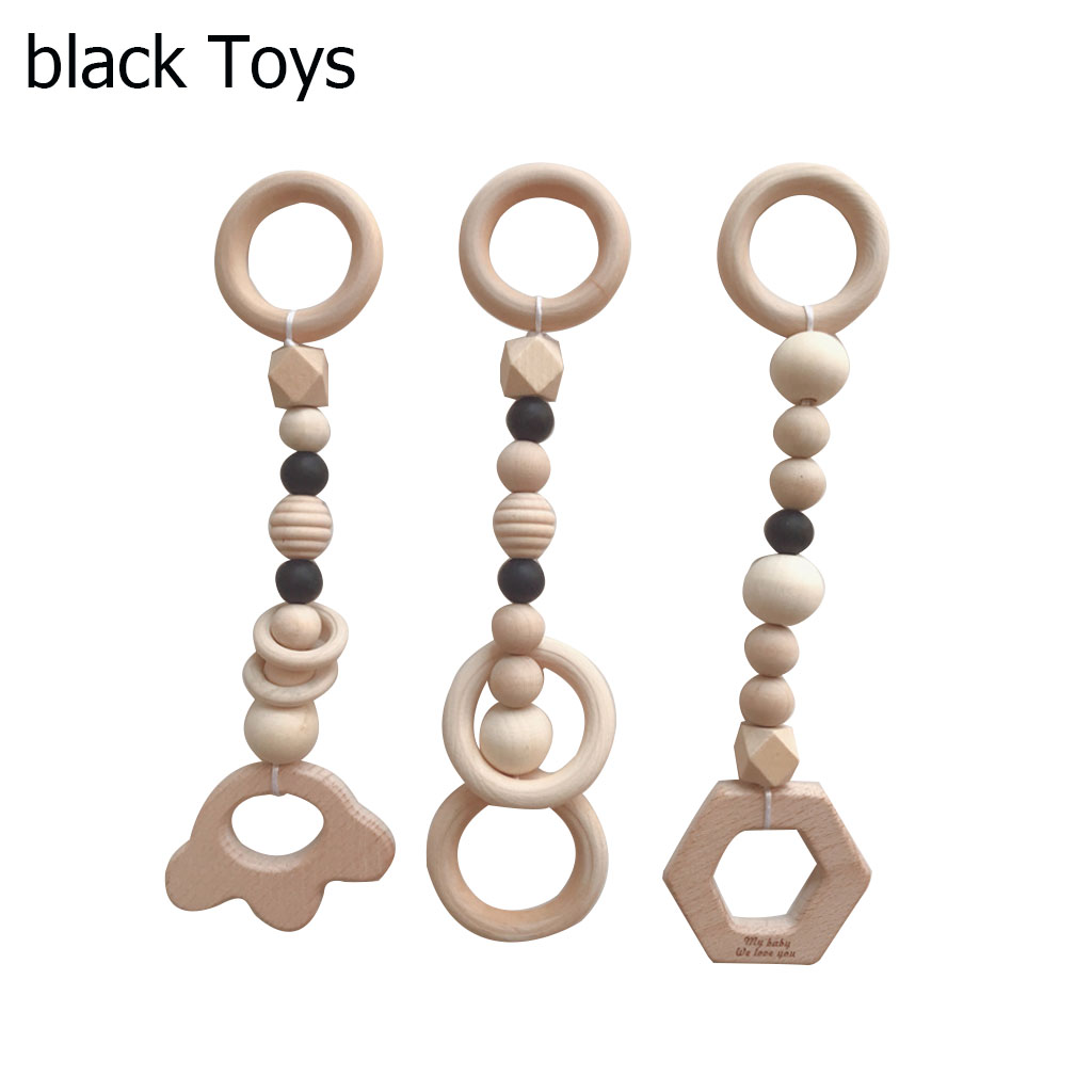Jouet de gymnastique nordique pour bébés | Jouet avec anneau, cadre en bois, porte-vêtements, , décor pour chambre d'enfants A10: B-Black Toys