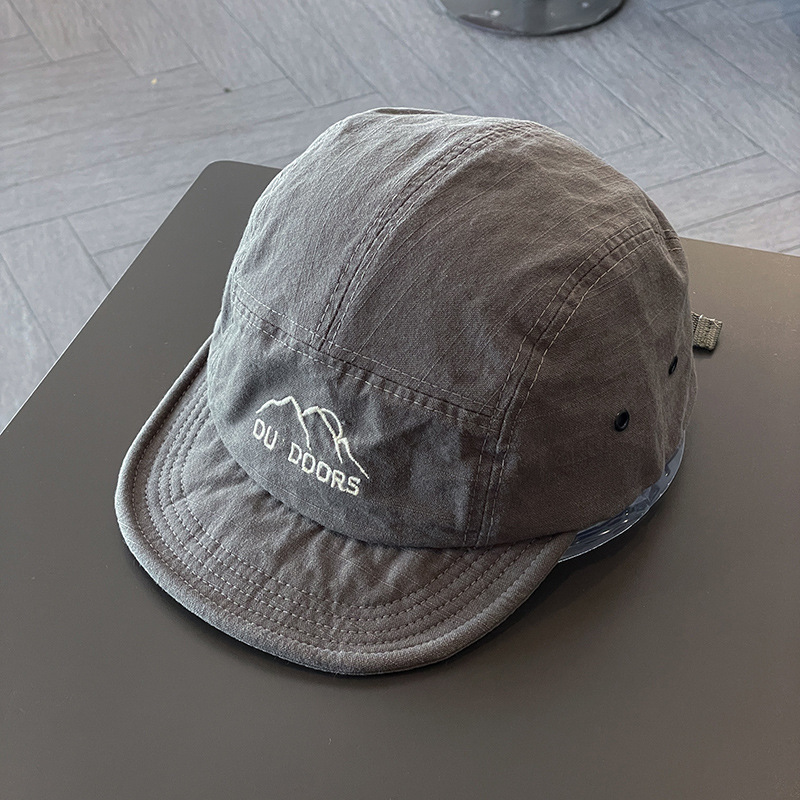 Casquette de Baseball Japonaise à Bord Court pour Homme et Femme, Visières Brodées en Coton Doux, Casquette à Visière pour Protection Solaire, Style Coréen, pour l'Extérieur: GRIS