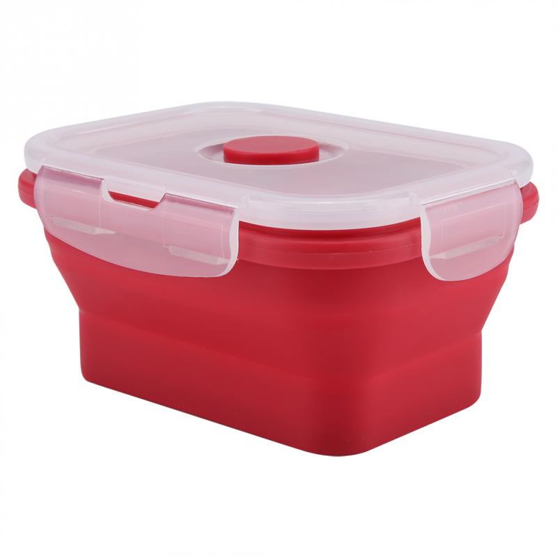 "350Ml Silicone Collapsible Lunch Box Bento Food Container Leakproof Clip Lock Covers For Microwavable Ovens Refrigerators
