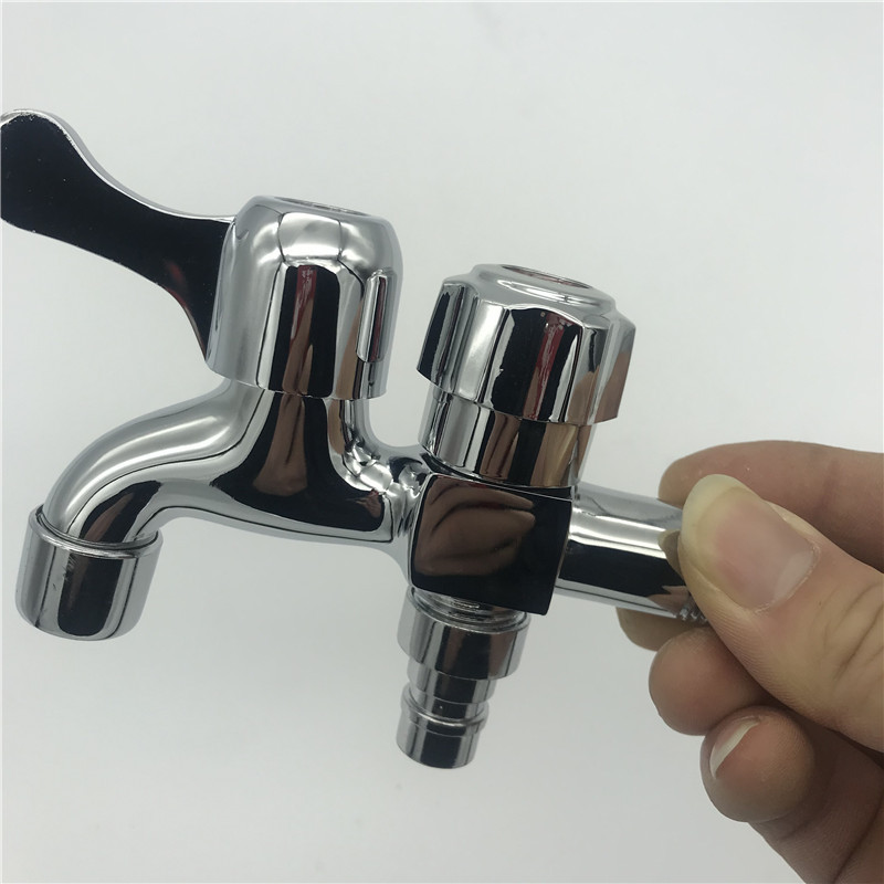 Washing Machine Tap Wall Mount Chrome Finished Small Tap Decorative Double Garden Faucet Double Using Bibcock Taps