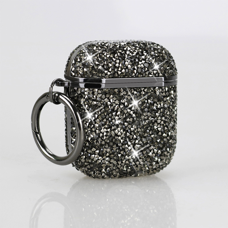 For Apple Airpods4 3 2 1 Pro Glitter Rhinestone Case Bling Diamond Hard Protective Funda for Airpods Bluetooth Earphone Bag: S / black
