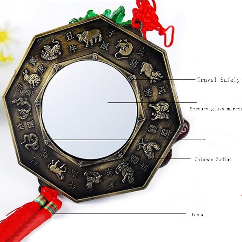 1PC Chinese Feng Shui Bagua Mirror Yin Yang Bagua Mirror with Chinese Knot Good Luck Fortune Prayer Blessing Hanging Decor