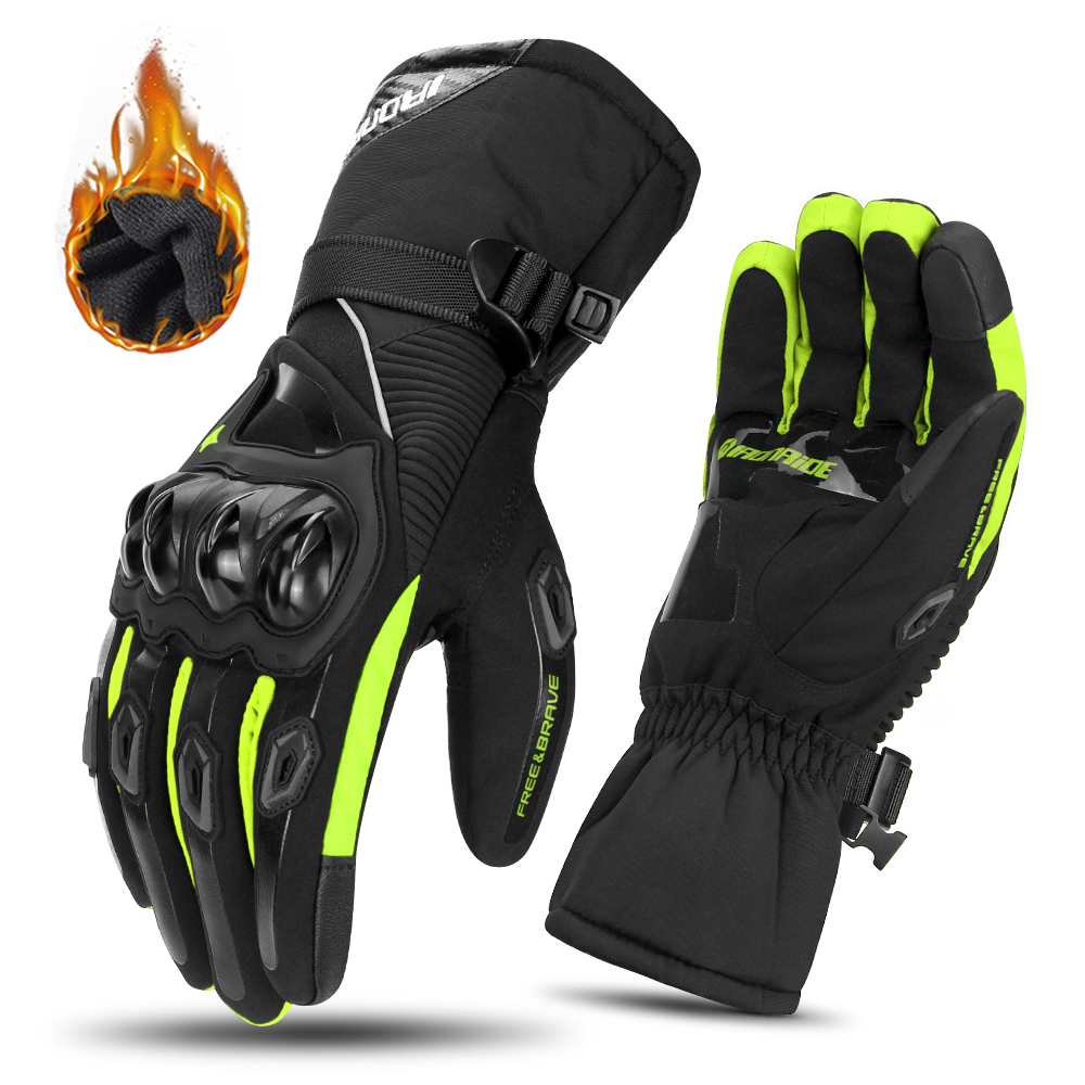 Guantes de Moto con pantalla táctil para motocross, Guantes protectores impermeables a prueba de viento para invierno, Guantes para Moto Luvas para montar: Champán / L