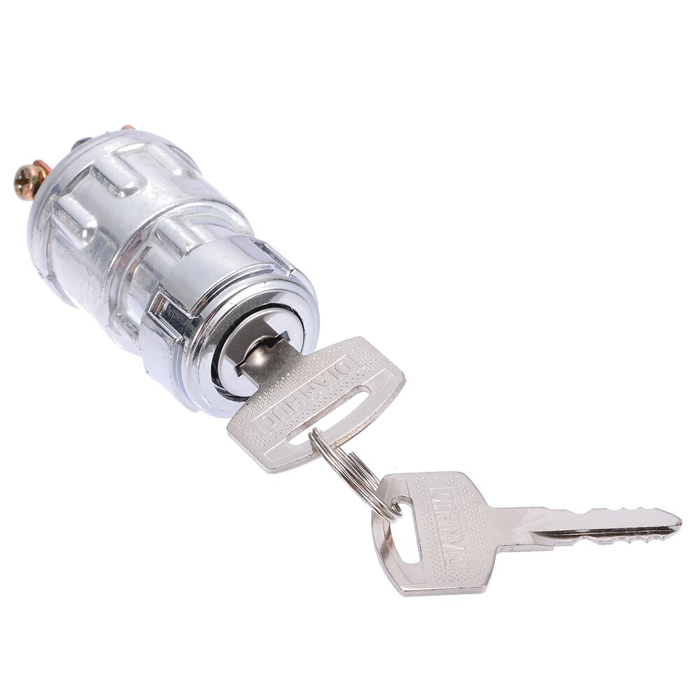 Mayitr 3 Position Car Tractor Ignition Switch Lock Cylinder Durable Auto Ignition Switch with 2 Keys