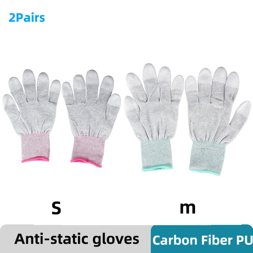 Handy Reparatur Carbon Faser Handschuhe PU Isolierung Beschichtung Finger Anti Statische Handschuhe ESD Elektronische WorkingTablets Fix Werkzeuge: YCN3-2Pairs S M